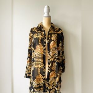 LIVE 4 TRUE women’s duster cover/blouse black and yellow size M NWT